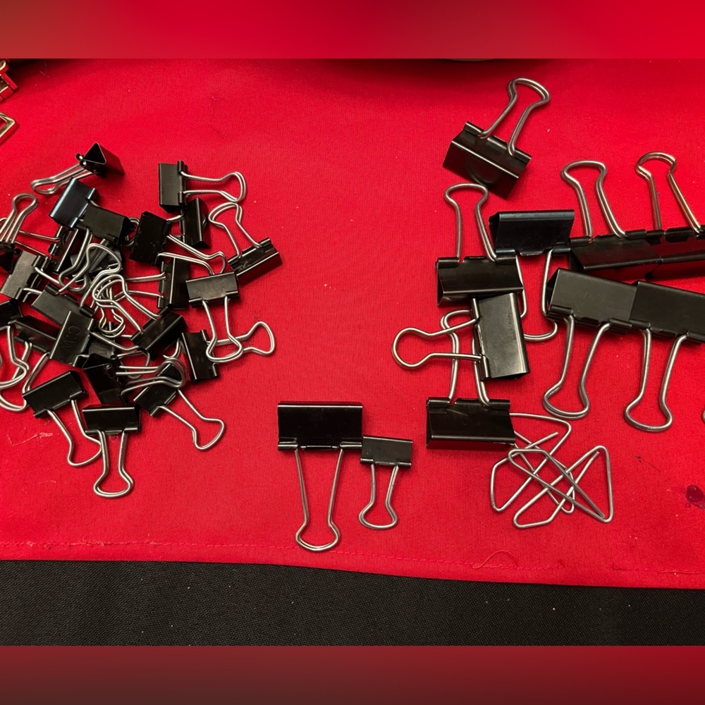 Black Binder Clips Set, 25 mini, 10 medium clamps